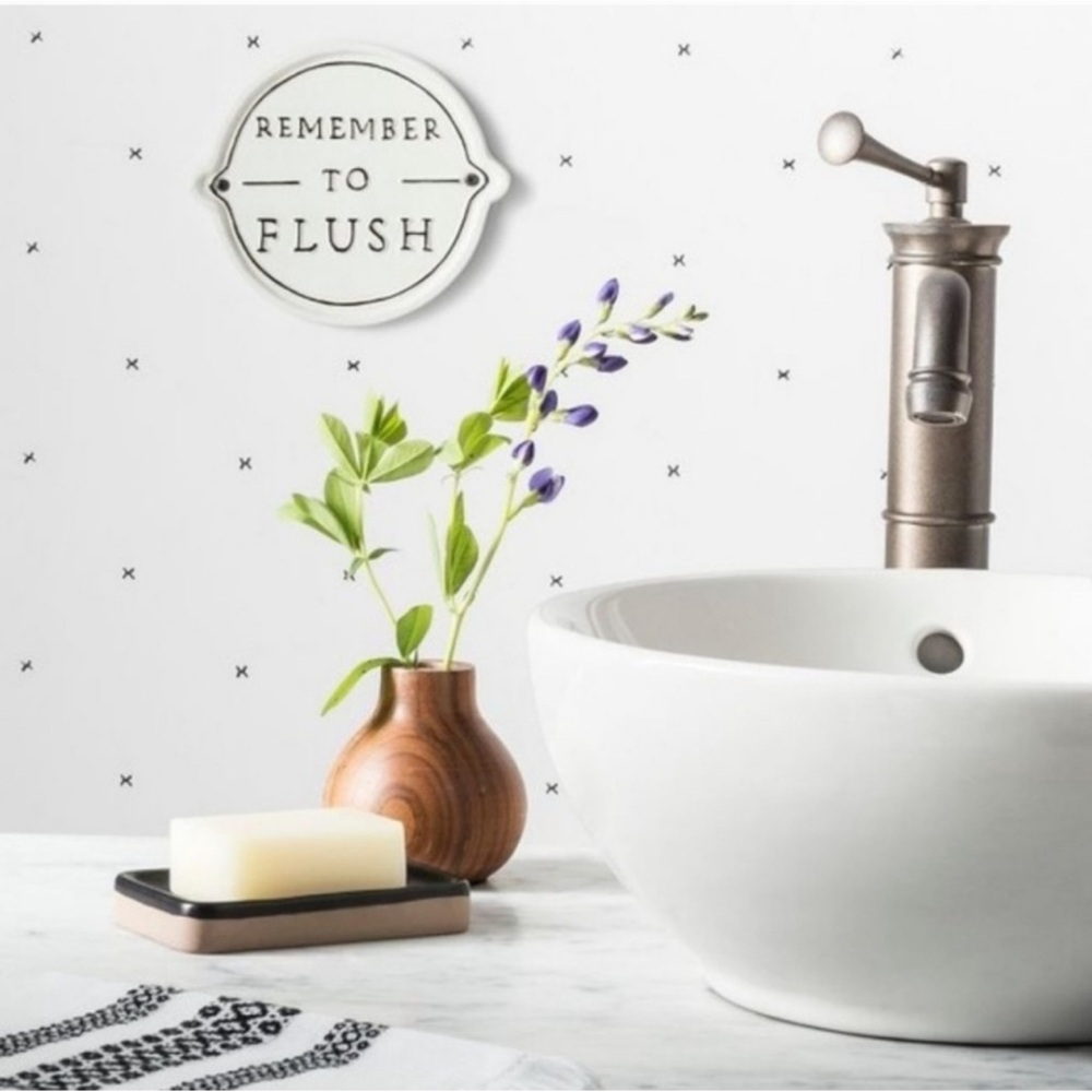 Remember To Flush Bathroom Sign - Hearth and Hand with Magnolia - White/Black
